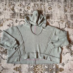 POL Green Cropped Oversized Raw Edge Hoodie Size Small